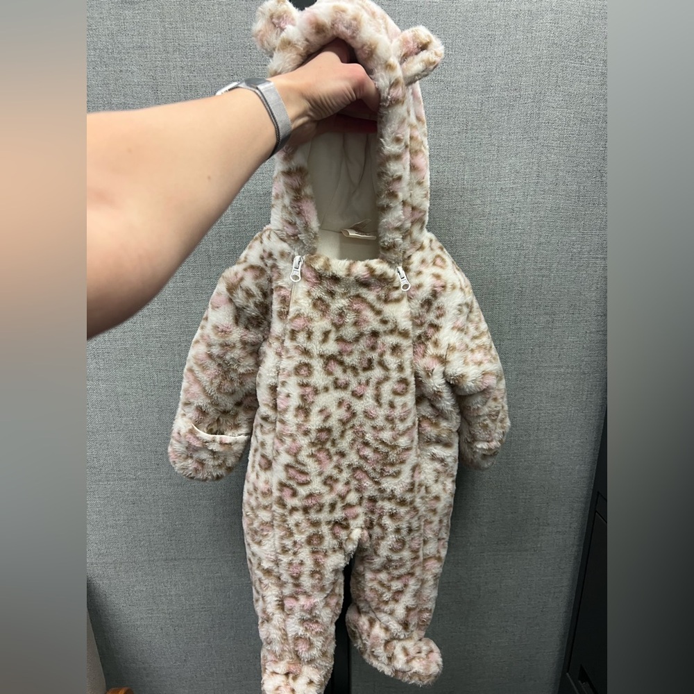 First wish animal print bunting infant baby girl size 6-9 months pajamas
